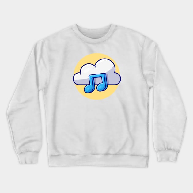 Cloud Music with Tune and Note of Music Cartoon Vector Icon Illustration Crewneck Sweatshirt by Catalyst Labs